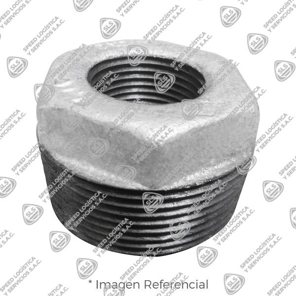 BUSHING CABEZA HEXAGONAL MACHO/HEMBRA (OUTSIDE HEX BUSHING) FIERRO MALEABLE GALVANIZADO A197 CLASE 150/300 ROSCA NPT CERTIFICACION UL/FM MOD. 241 MECH (JINAN MEIDE)