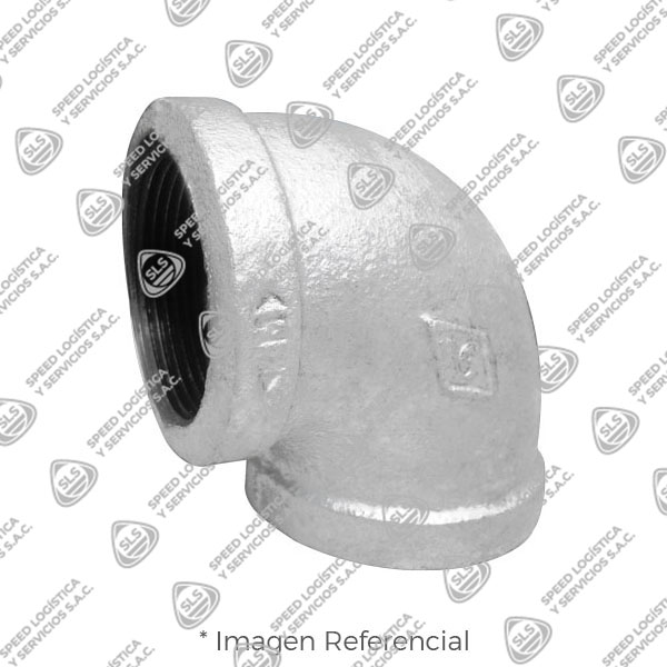 CODO (ELBOW) REFORZADO FIERRO MALEABLE  GALVANIZADO A197 X 90  CLASE 150 ROSCA NPT (B1.20.1) CERTIFICACION UL/FM MOD. 90 MECH (JINAN MEIDE)