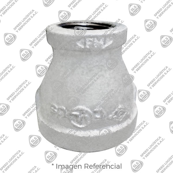 REDUCCION CAMPANA (REDUCING COUPLING) REFORZADO FIERRO MALEABLE GALVANIZADO A197 CLASE 150 ROSCA NPT (B1.20.1) CERTIFICADO UL/FM MOD. 240 MECH (JINAN MEIDE)