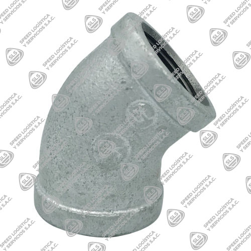 CODO (ELBOW) X 45 FIERRO MALEABLE GALVANIZADO ASTM A197 CLASE 150 ROSCA NPT UL/FM