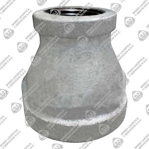 REDUCCION CAMPANA (REDUCING COUPLING) FIERRO MALEABLE GALVANIZADO ASTM A197 CLASE 150 ROSCA NPT UL/FM