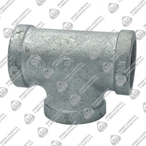 TEE (TEE EQUAL) FIERRO MALEABLE GALVANIZADO ASTM A197 CLASE 150 ROSCA NPT UL/FM