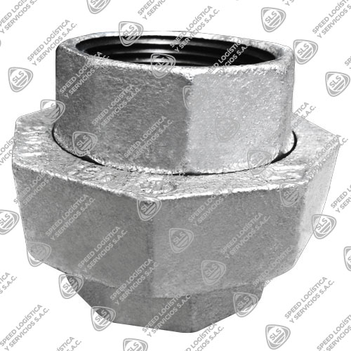 UNION UNIVERSAL O TUERCA UNION (UNION) DE FIERRO MALEABLE GALVANIZADO ASTM A197 CLASE 150 ROSCA NPT UL/FM