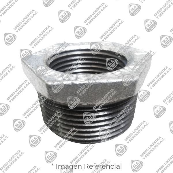 BUSHING CABEZA HEXAGONAL MACHO/HEMBRA (OUTSIDE HEX BUSHING) FIERRO MALEABLE GALVANIZADO A197 CLASE 150/300 ROSCA NPT CERTIFICACION UL/FM CIFUNSA