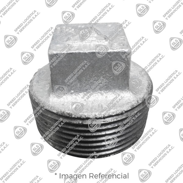 TAPON MACHO CABEZA CUADRADA (CORED PLUG)  FIERRO MALEABLE GALVANIZADO A197 CLASE 150/300 ROSCA NPT (B1.20.1) CERTIFICACION UL/FM CIFUNSA