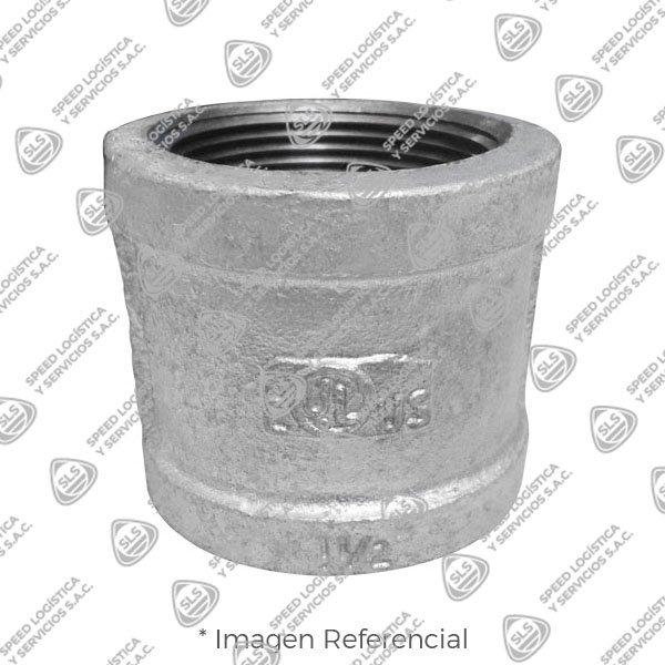 UNION SIMPLE O COPLA (COUPLING) REFORZADO FIERRO MALEABLE GALVANIZADO A197 CLASE 150 ROSCA NPT (B1.20.1) CERTIFICACION UL/FM CIFUNSA