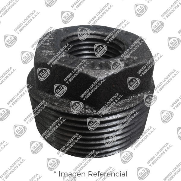 BUSHING CABEZA HEXAGONAL MACHO/HEMBRA (OUTSIDE HEX BUSHING) FIERRO MALEABLE NEGRO A197 CLASE 150/300 ROSCA NPT CERTIFICACION UL/FM CIFUNSA