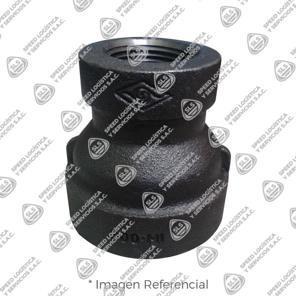 REDUCCION CAMPANA (REDUCING COUPLING) REFORZADO FIERRO MALEABLE NEGRO A197 CLASE 300 ROSCA NPT (B1.20.1) MOD. 240 MECH (JINAN MEIDE)