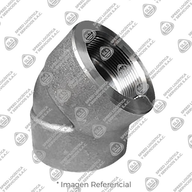 CODO (ELBOW) 45° DE ACERO FORJADO ASTM A105 DISEÑO ASME / ANSI B16.11 CLASE 3000 EXTREMOS ROSCADOS NPT