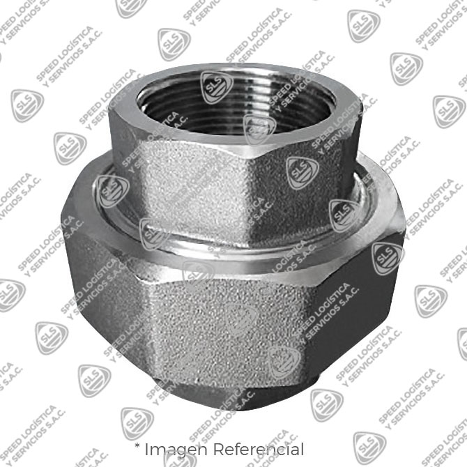 UNIÓN UNIVERSAL HEXAGONAL (HEX UNION) DE ACERO FORJADO ASTM A105 DISEÑO MSS SP-83 CLASE 3000 EXTREMOS ROSCADOS NPT