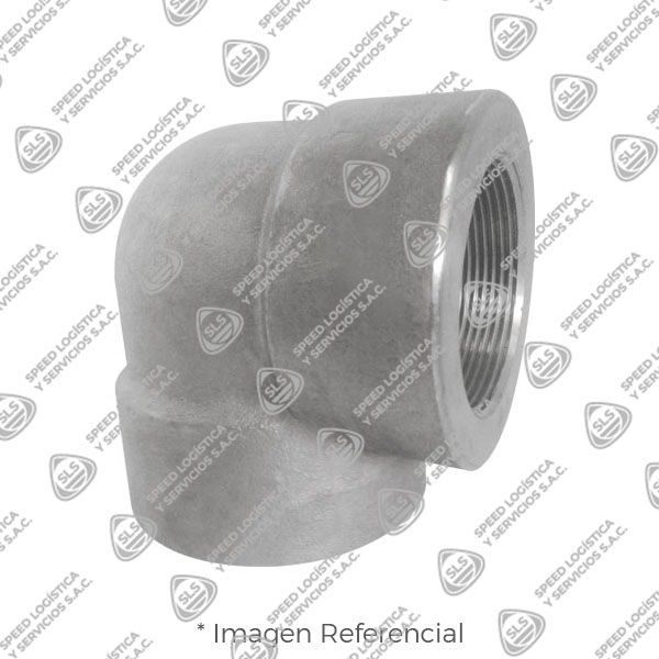 CODO (ELBOW) DE ACERO INOXIDABLE FORJADO CALIDAD 304-304L (ASTM A182) X 90 X 3000 LBS. EXTREMOS ROSCADOS NPT B1.20.1 MARCA "FR"