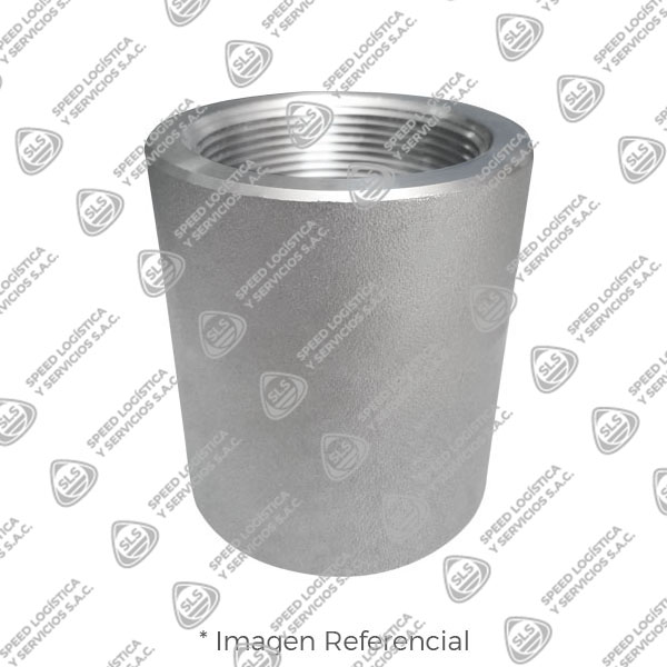 COPLA REDUCTORA (REDUCING COUPLING) DE ACERO INOXIDABLE FORJADO CALIDAD 304-304L (ASTM A182) X 3000 LBS. EXTREMOS ROSCADOS NPT B1.20.1 MARCA "FR"