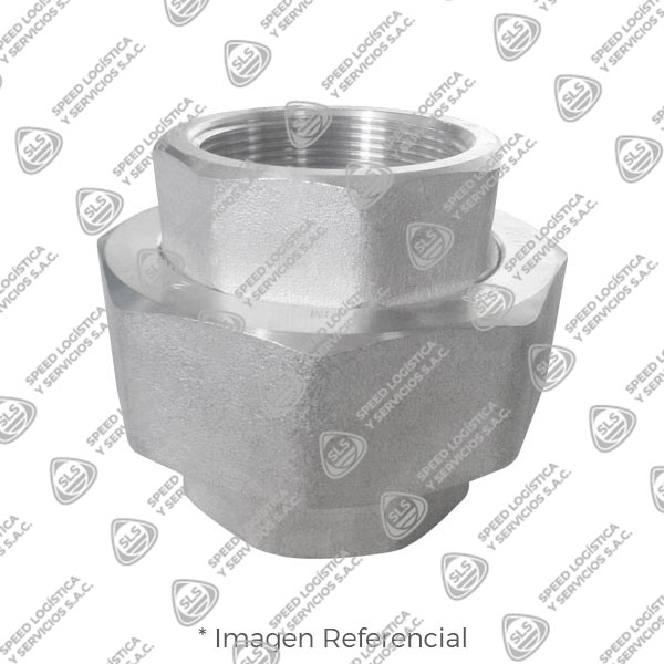 UNION UNIVERSAL O TUERCA UNION (UNION) DE ACERO INOXIDABLE FORJADO CALIDAD 304-304L (ASTM A182) X 3000 LBS. EXTREMOS ROSCADOS NPT B1.20.1 MARCA "FR"