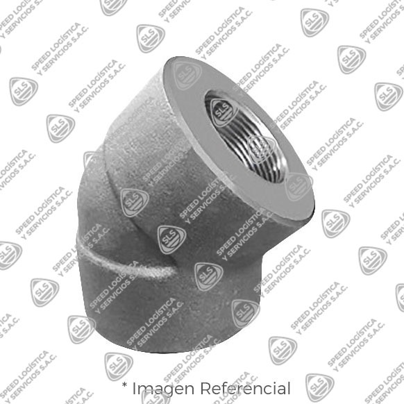 CODO (ELBOW) 45° DE ACERO FORJADO ASTM A105 DISEÑO ASME / ANSI B16.11 CLASE 6000 EXTREMOS ROSCADOS NPT