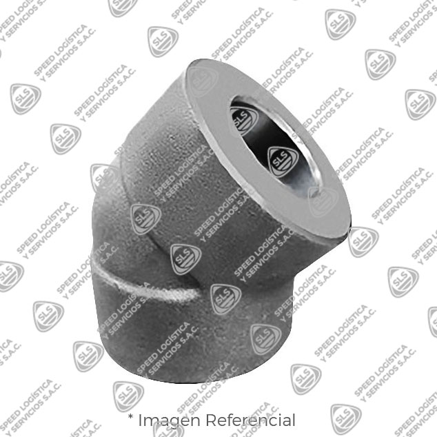 CODO (ELBOW) 45° DE ACERO FORJADO ASTM A105 DISEÑO ASME B16.11 CLASE 6000 EXTREMOS SOLDABLES (SOCKET WELD)