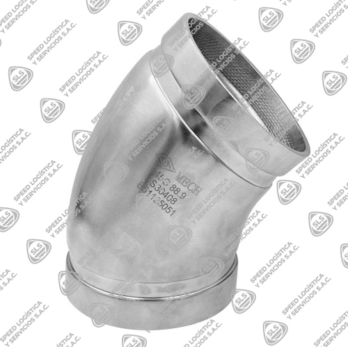 CODO ACERO INOXIDABLE LR SS304 RANURADO SCH-10 X 45