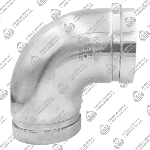 CODO ACERO INOXIDABLE LR SS304 RANURADO SCH-10 X 90