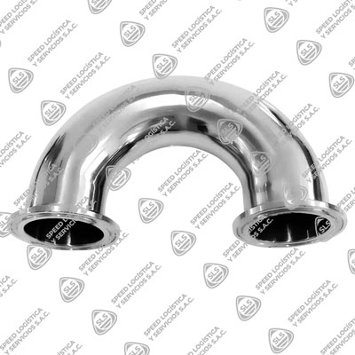 CODO 180° SANITARIO ASTM A270 304 3A EXTREMOS CLAMP