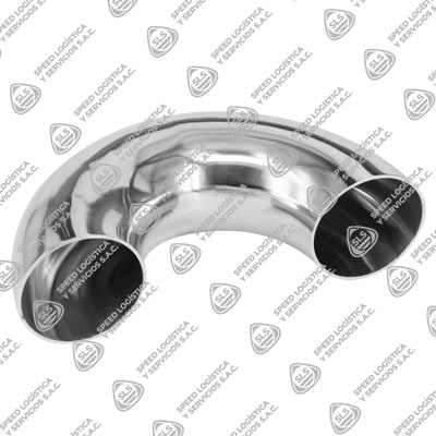 CODO 180° SANITARIO ASTM A270 304 3A EXTREMOS SOLDABLES