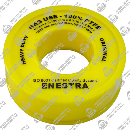 CINTA TEFLÓN AMARILLA P/GAS 12MM X 0.120MM X 8 YDS ENESTRA
