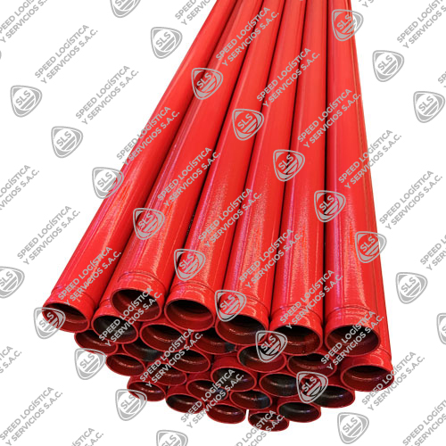 TUBO ACERO CON COSTURA ASTM A795 SCH-10 RANURADO UL/FM X 5.80 M GRADO B COLOR ROJO MARCA MECH