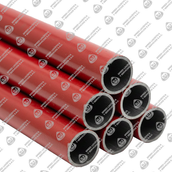 TUBO ACERO CON COSTURA ASTM A53 GRADO B SCH-40 EXTREMOS PLANOS (PARA ROSCAR O RANURAR) UL/FM DE 5.80 M COLOR ROJO MECH