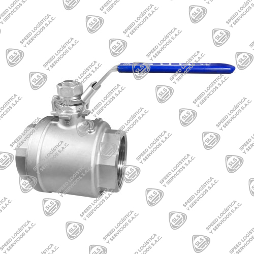 VÁLVULA ESFÉRICA O BOLA INOXIDABLE CF8 (304) ASIENTO TEFLÓN (RPTFE) 2 PIEZAS PN25 ROSCA NPT PASO TOTAL TIPO COMERCIAL (LIVIANA) SUN