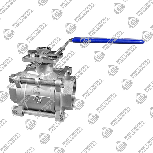 VÁLVULA ESFÉRICA O BOLA INOXIDABLE 316 (CF8M) ASIENTO TEFLÓN (RPTFE) 3 PIEZAS 1000 WOG PASO TOTAL MONTAJE ACTUADOR ISO 5211 ROSCA NPT TIPO INDUSTRIAL SUN