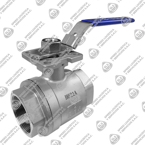 VÁLVULA ESFÉRICA O BOLA INOXIDABLE 316 (CF8M) 2 PIEZAS ASIENTO TEFLÓN (RPTFE) 1000 WOG (PSIG) PASO TOTAL MONTAJE ACTUADOR ISO 5211 ROSCA NPT SUN