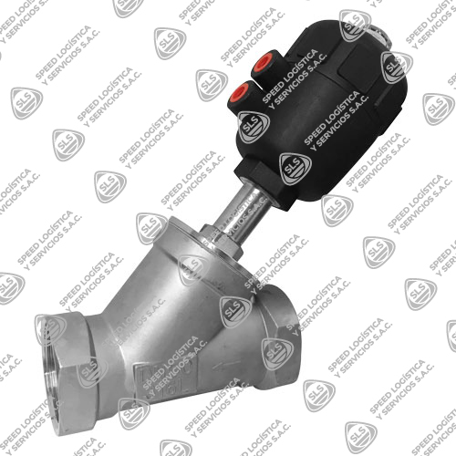 VÁLVULA ASIENTO INCLINADO TIPO "Y" INOXIDABLE C-316 10 BAR NPT CON ACTUADOR SIMPLE EFECTO SUN