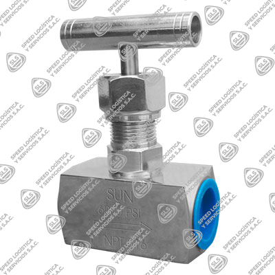 VÁLVULA AGUJA (TIPO GLOBO)  INOXIDABLE 316 (CF8M) ROSCA NPT H/H X 6000 WOG TIPO INDUSTRIAL SUN