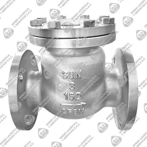 VÁLVULA CHECK SWING INOXIDABLE 316 (CF8M) CLASE 150 BRIDADA ANSI RF TIPO INDUSTRIAL SUN