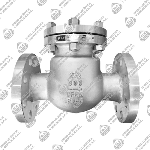 VÁLVULA CHECK SWING INOXIDABLE 316 (CF8M) CLASE 300 BRIDADA ANSI RF TIPO INDUSTRIAL SUN