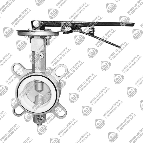 VÁLVULA MARIPOSA INOXIDABLE 316 (CF8M) WAFER ASIENTO TEFLÓN (RPTFE) CON PALANCA TIPO INDUSTRIAL SUN