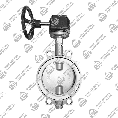 VÁLVULA MARIPOSA INOXIDABLE 316 (CF8M) WAFER ASIENTO TEFLÓN (RPTFE) CON CAJA TIPO INDUSTRIAL SUN