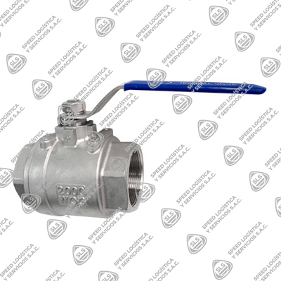 VÁLVULA ESFÉRICA O BOLA  INOXIDABLE 316L (CF3M) 2 PIEZAS PASO TOTAL X 2000 WOG (PSI) ASIENTO TEFLON ROSCA NPT TIPO INDUSTRIAL HGV
