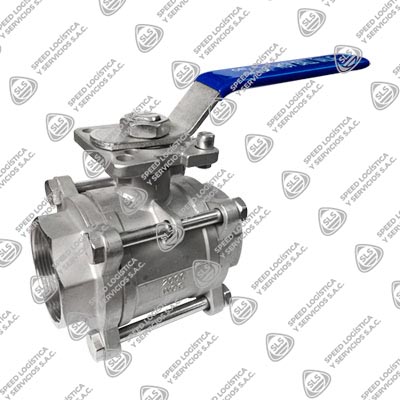 VÁLVULA ESFÉRICA O BOLA INOXIDABLE 316L (CF3M) 3 PIEZAS PASO TOTAL X 2000 WOG (PSI) ASIENTO POLIFIL ROSCA NPT TIPO INDUSTRIAL HGV