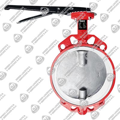 VÁLVULA MARIPOSA WAFER FIERRO DÚCTIL ASTM A536 ASIENTO TEFLÓN 200 PSI (WOG) ISO 5211 DISCO INOXIDABLE 316 (CF8M) TIPO INDUSTRIAL HGV