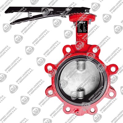VÁLVULA MARIPOSA LUG FIERRO DÚCTIL ASTM A536 ASIENTO BUNA-N 200 PSI (WOG) ISO 5211 DISCO INOXIDABLE 316 (CF8M) TIPO INDUSTRIAL HGV