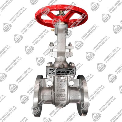 VÁLVULA COMPUERTA ACERO AL CARBONO ASTM A216 WCB CON ANILLO 13% CR. VÁSTAGO ASCENDENTE OS&Y (R.S.) API 600 VASTAGO SS410 CLASE 150 BRIDADA ANSI B16.5 TIPO COMERCIAL (LIVIANA) HGV