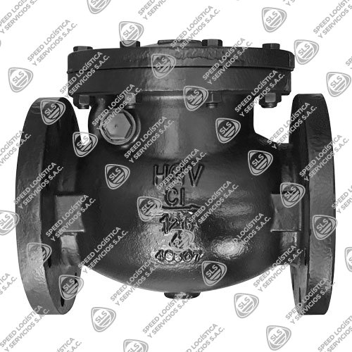 VÁLVULA CHECK SWING FIERRO FUNDIDO ASTM A126 ASIENTO BRONCE CLASE 125 200 PSI WOG BRIDADA B16.1 CARA PLANA TIPO INDUSTRIAL HGV