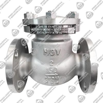 VÁLVULA CHECK SWING ACERO INOXIDABLE 316L (CF3M) CLASE 150 BRIDADA ANSI B16.5 RF TIPO INDUSTRIAL HGV