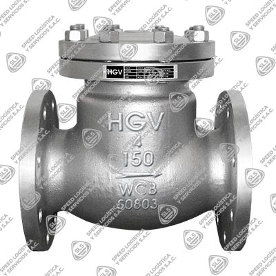 VÁLVULA CHECK SWING ACERO AL CARBONO ASTM A216 WCB CON ANILLO 13% CR. API 594 V/SS410 CLASE 150 BRIDADA ANSI B16.5 RF TIPO COMERCIAL HGV