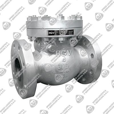 VÁLVULA CHECK SWING ACERO AL CARBONO ASTM A216 WCB CON ANILLO 13% CR. API 594 V/SS410 CLASE 300 BRIDADA ANSI B16.5 RF TIPO COMERCIAL HGV