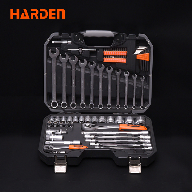 KIT DE HERRAMIENTAS DE LLAVES Y DADOS DE ENCASTRE DE 1/4" Y 1/2" x 77 PIEZAS