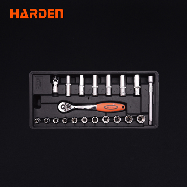 KIT DE DADOS DE ENCASTRE DE 1/4" CON EXTENSIONES X 24 PZS