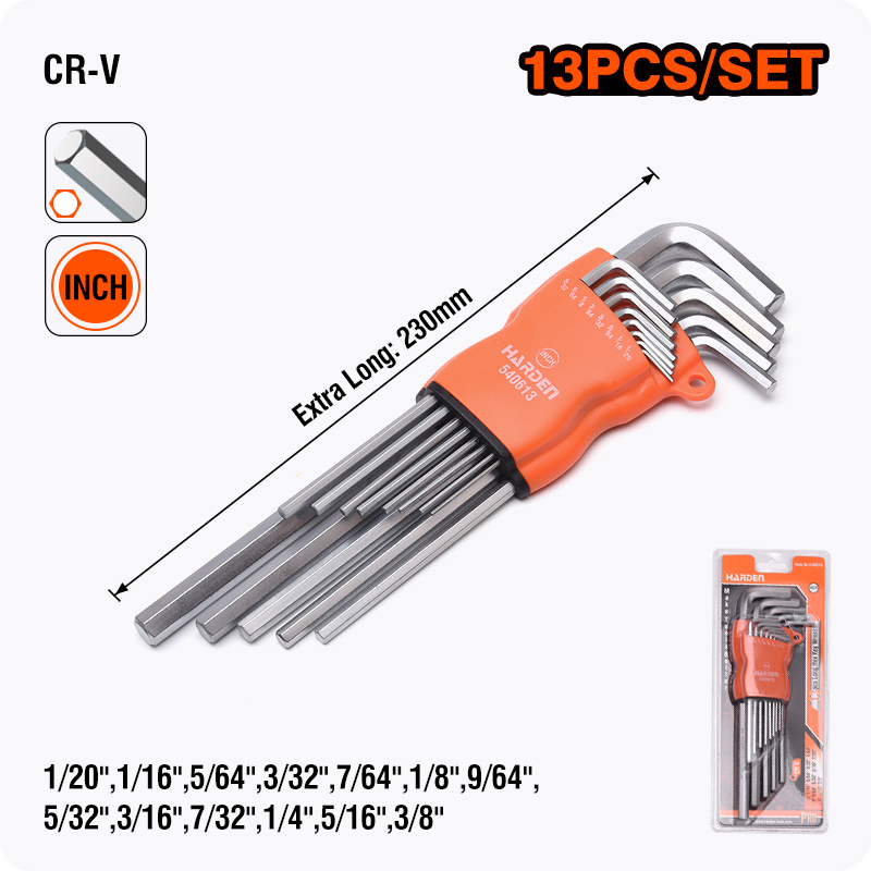 LLAVE ALLEN HEXAGONAL LARGA DE 13 PIEZAS